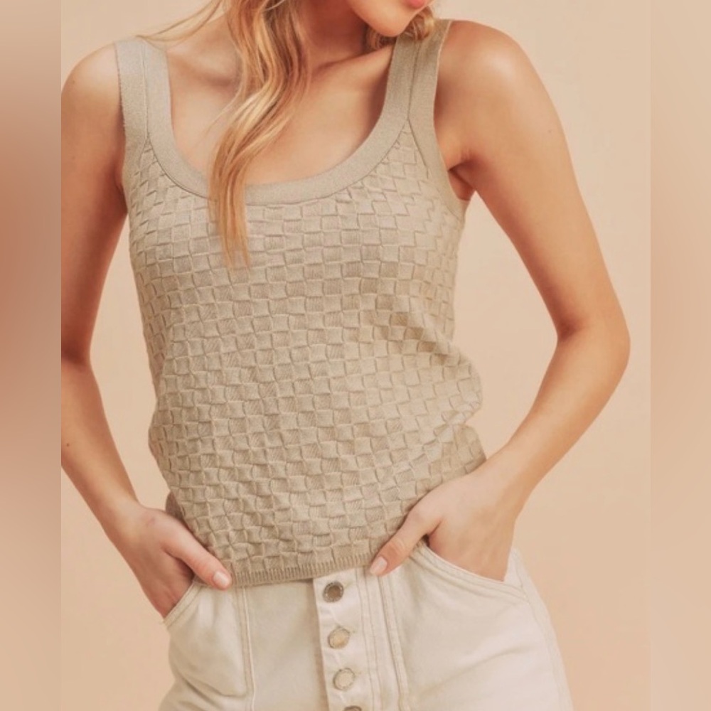Abercrombie & Fitch Textured Beige Tank Top